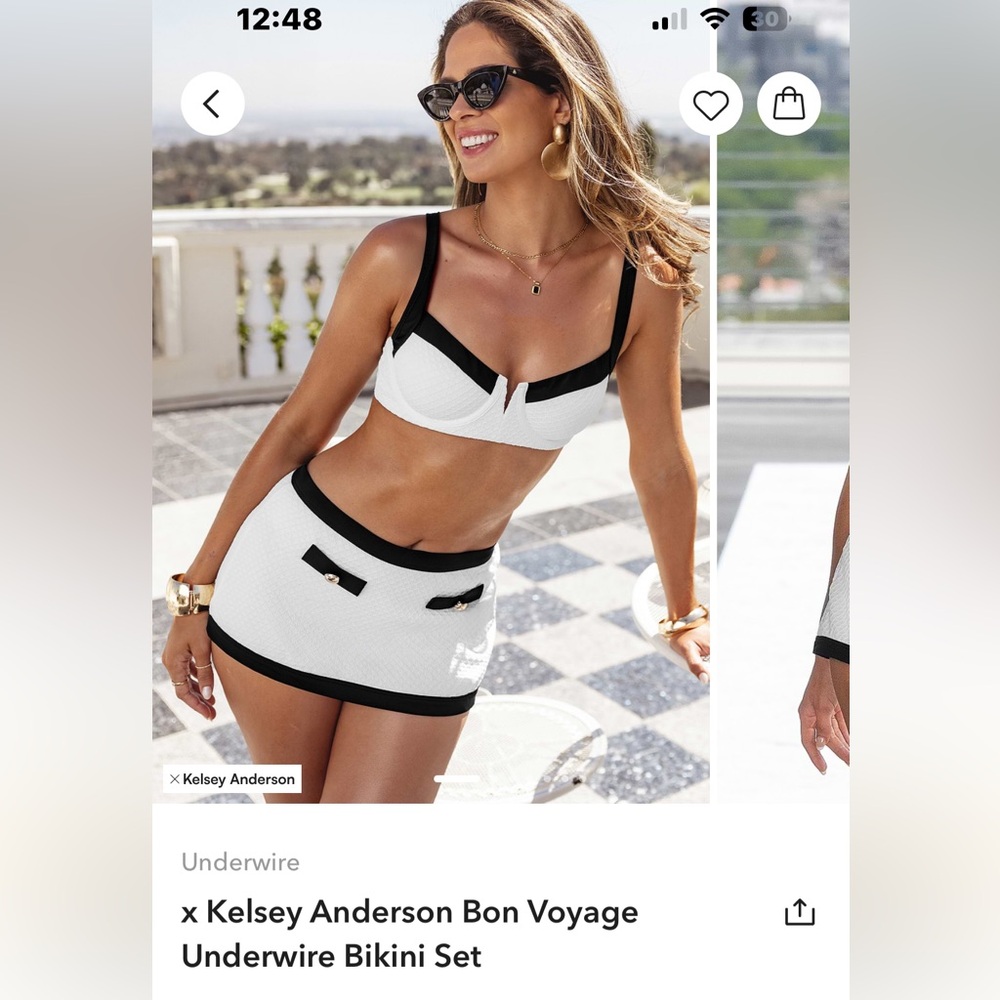 NWT Cupshe x Kelsey Anderson Black and White Underwire Bikini Set